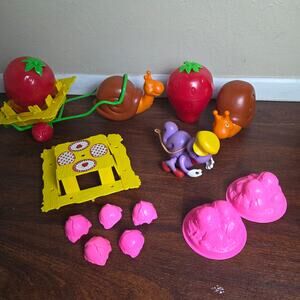 Vintage 1980's Strawberry Shortcake Escargot Snail Cart Picnic x2 + More